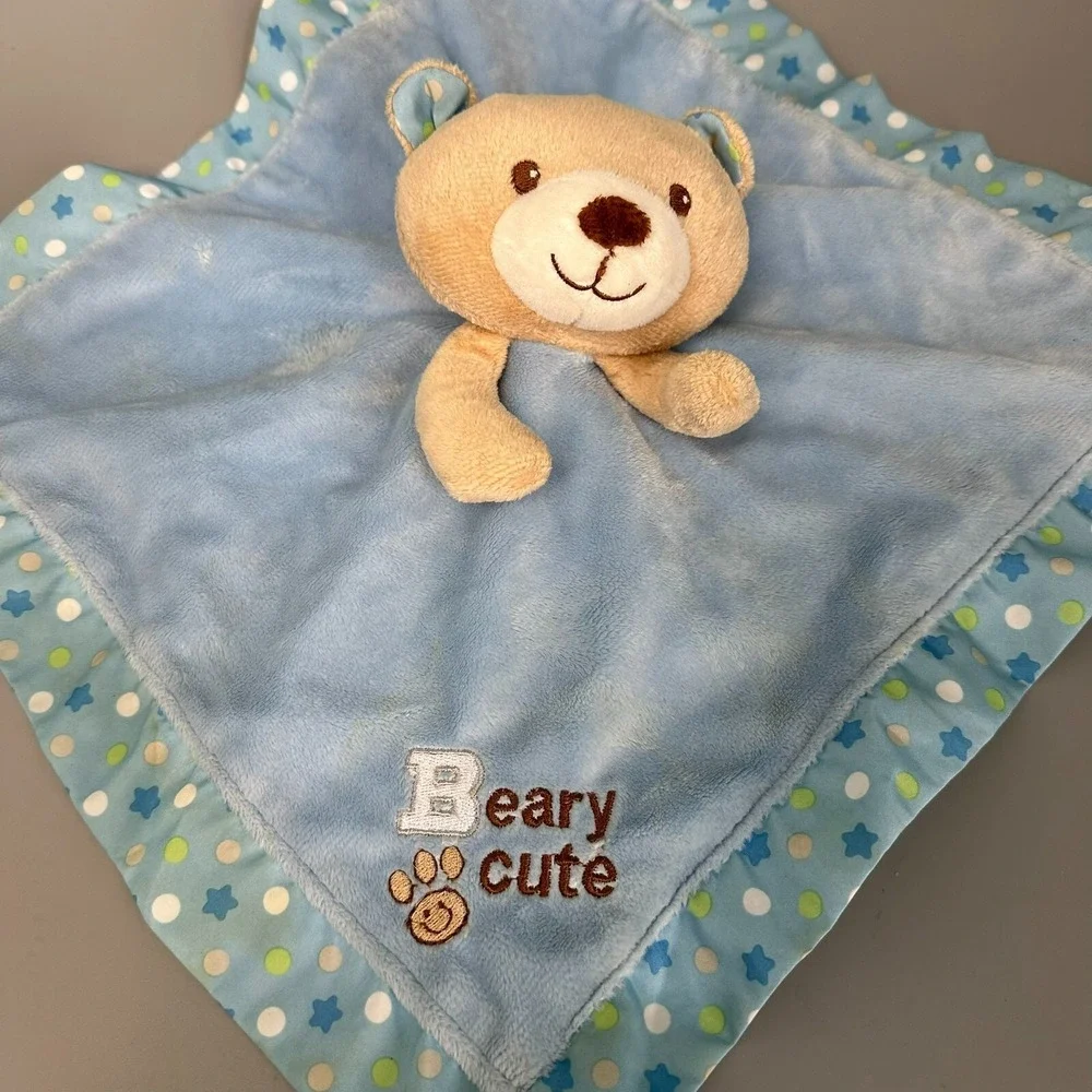 Garanimals Blue Beary Cute Baby Security Blanket Lovey Bear‎ Plush Satin Trim